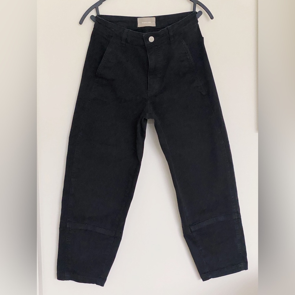 Everlane Utility Barrel Pant Size 4 in Black High Waist Pant Stretch Jean